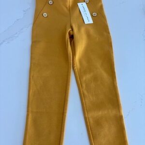 Janie and Jack Girls Mustard Button Ponte Pant
